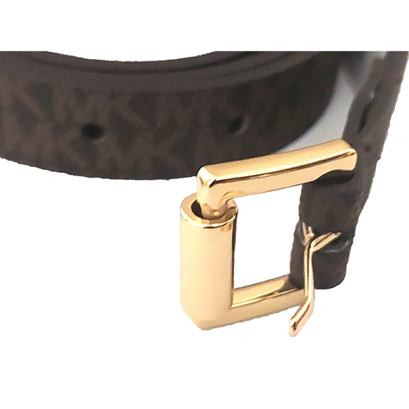 Michael Kors Monogram MK Logo Brown Belt Gold Buckle Sz S NWT - Picture 3 of 16